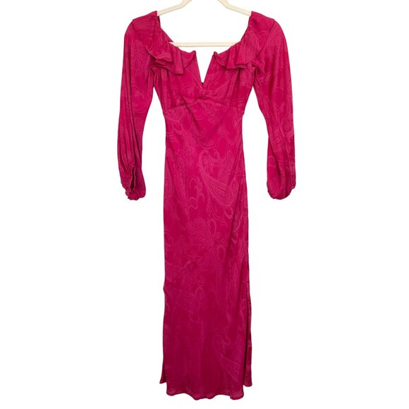 Tularosa Fuchsia Long Sleeve Dress Resort Wear Date Night Outfit - Picture 1 of 15